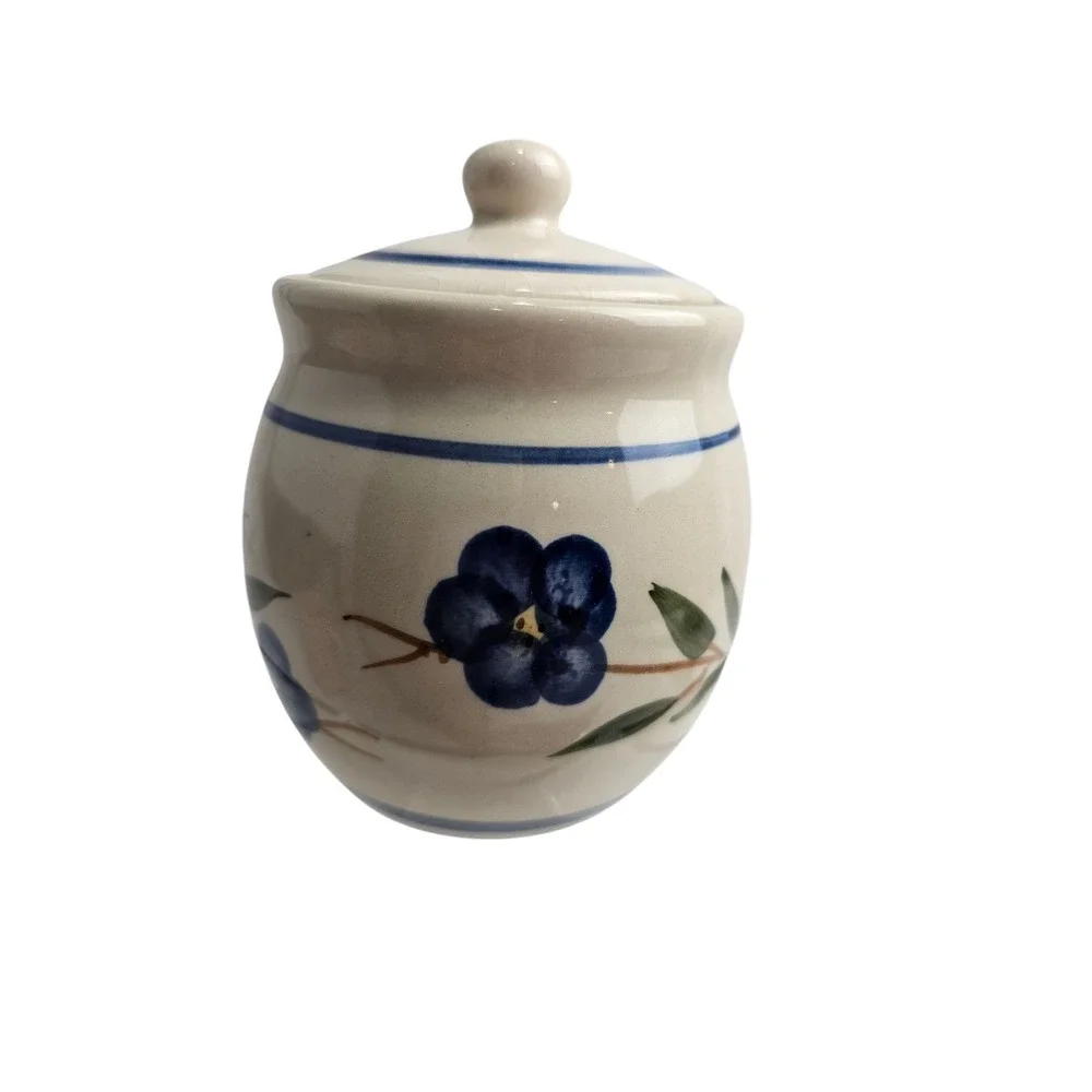 Ceramic Jar with Lid Blue Floral Design‎ Kitchen Storage Container